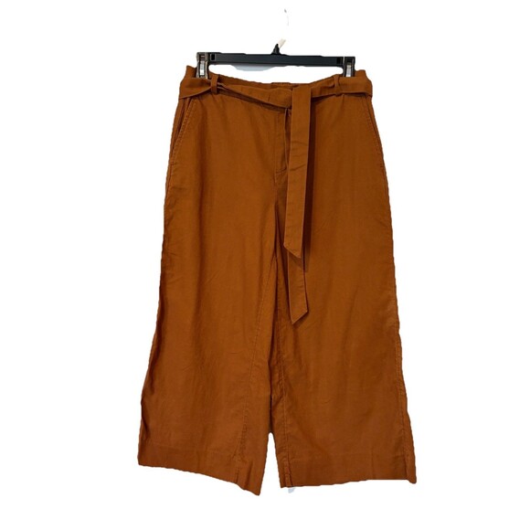 Banana Republic Pants - Banana Republic Boho Linen Blend Wide Leg Culottes Brown Cropped Women 6 Petite